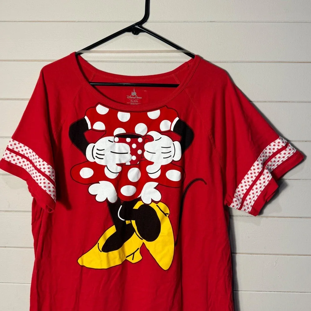 Disney Parks Minnie Mouse Red Polka Dot Sleep Shirt Nightgown Dress XL XXL - Picture 4 of 10